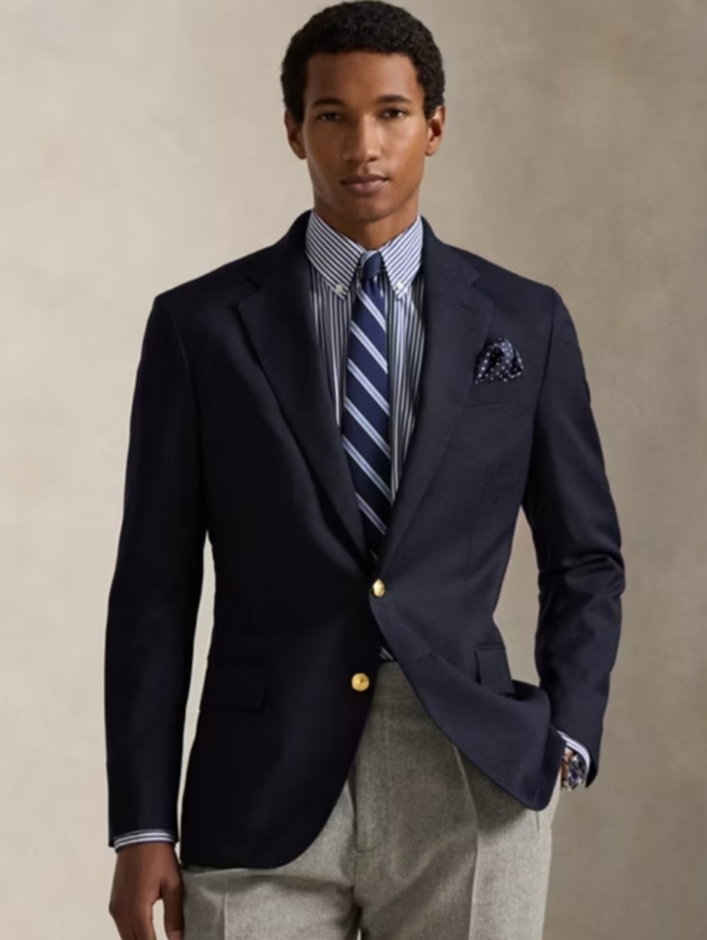 Vintage Chaps Ralph Lauren Navy Wool Sport Coat Gold Buttons Classic Preppy